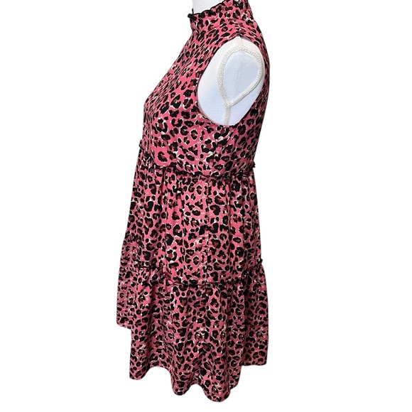 Uncle Frank Pink Leopard Print Sleeveless Dress High Neck Animal Print Size XS - Picture 2 of 12